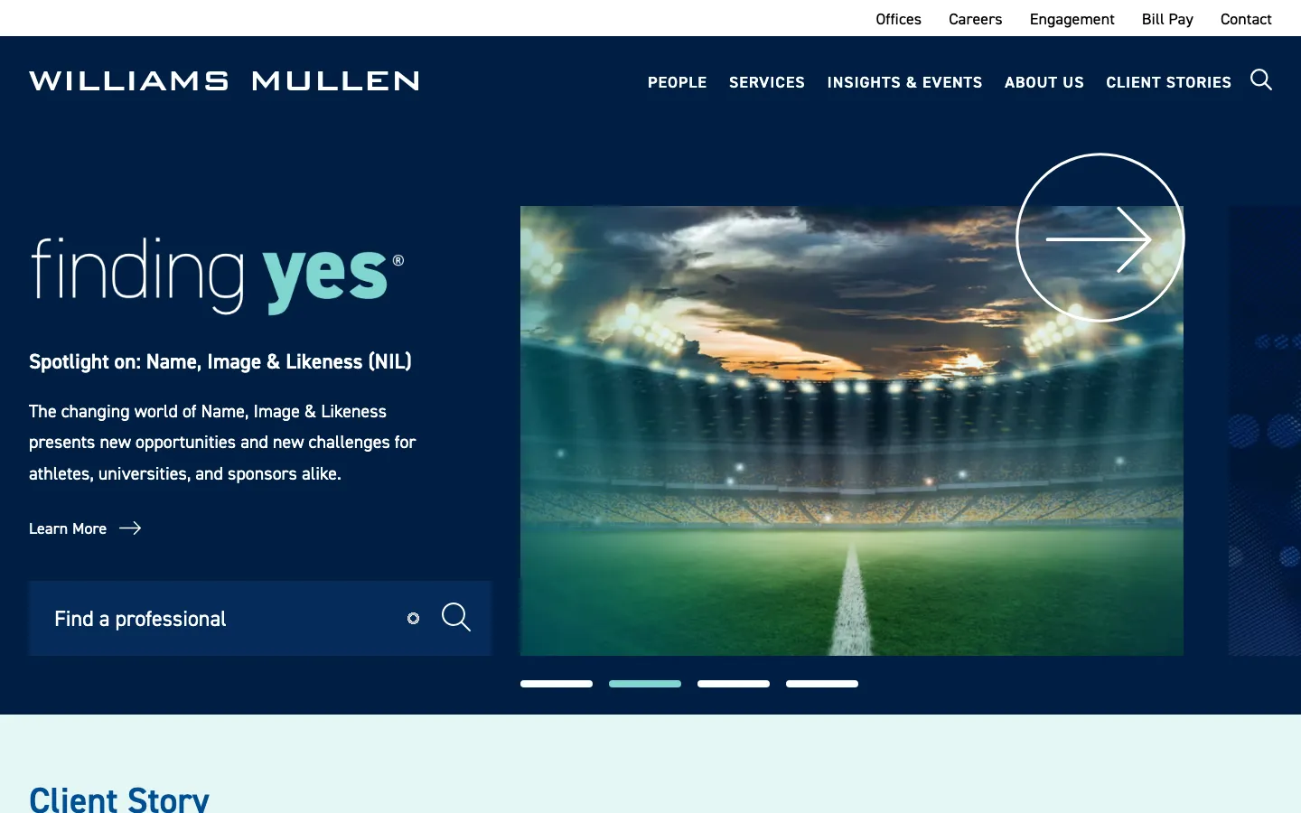 Screenshot of the Williams Mullen website