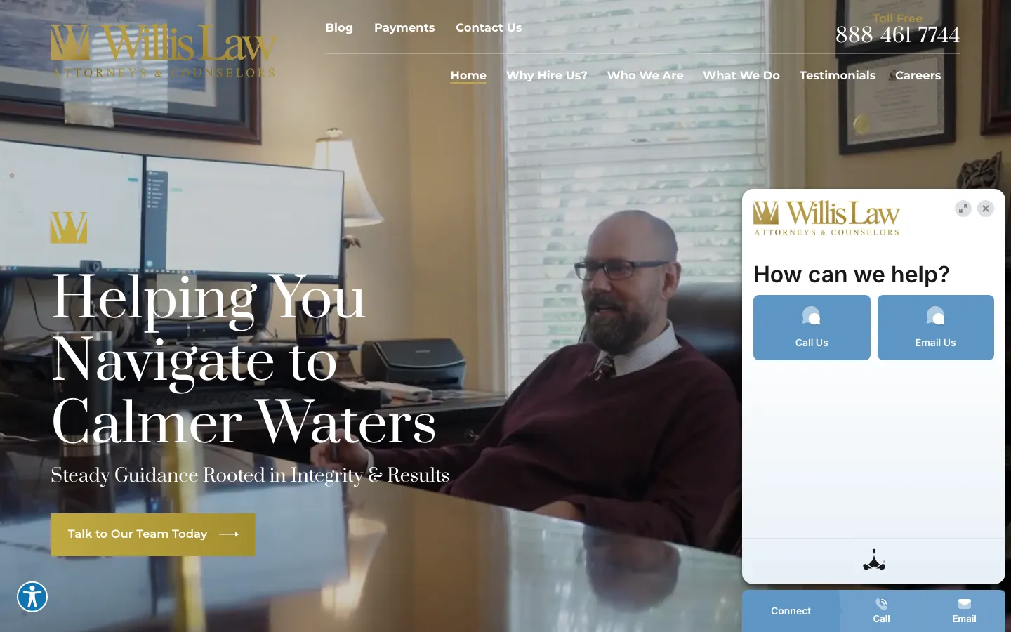 Screenshot of the Willis Law website