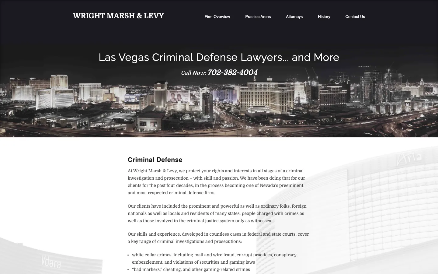 Screenshot of the Wright Marsh & Levy website
