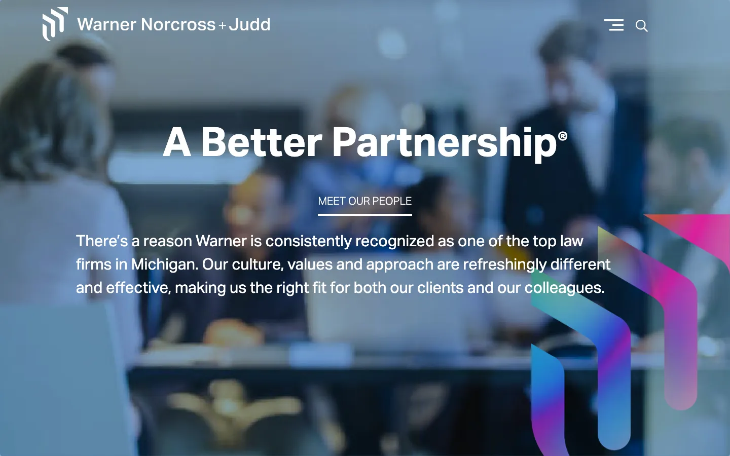 Screenshot of the Warner Norcross + Judd LLP website