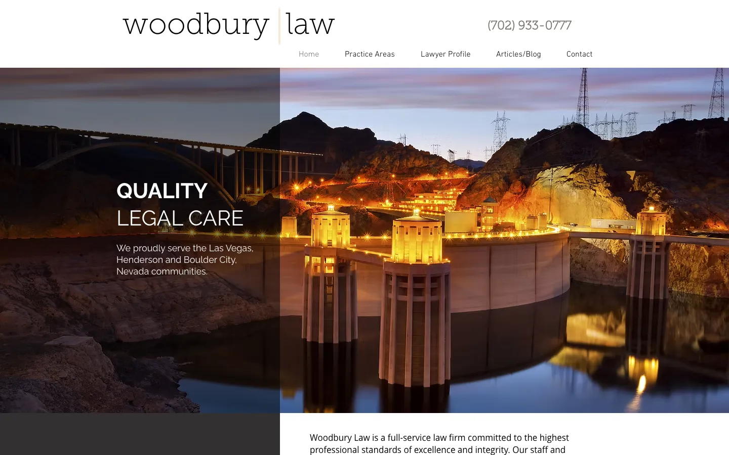 Screenshot of the Woodbury Law website