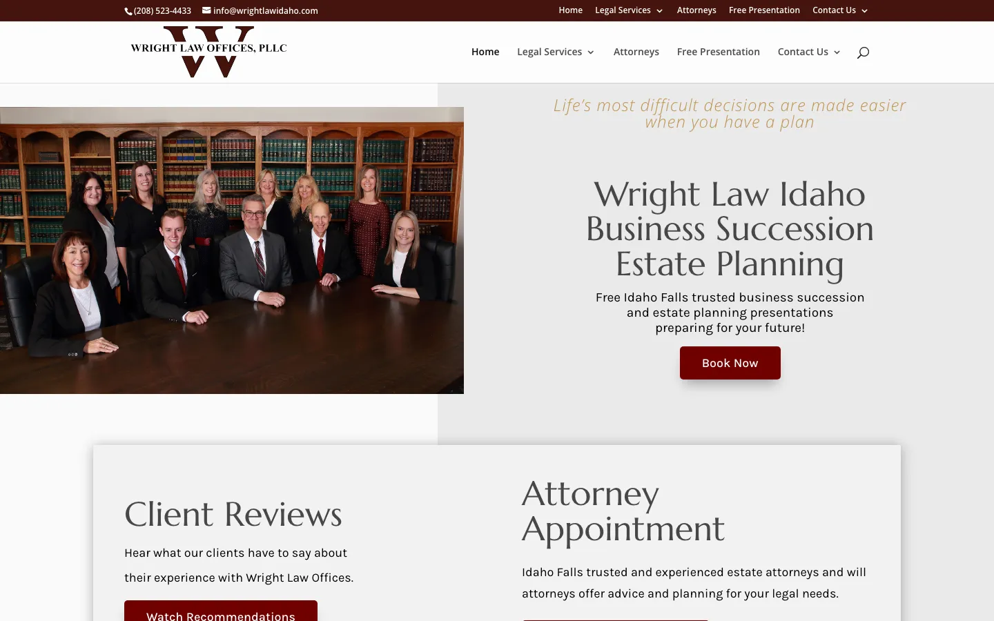 Screenshot of the Wright Law Offices, PLLC website