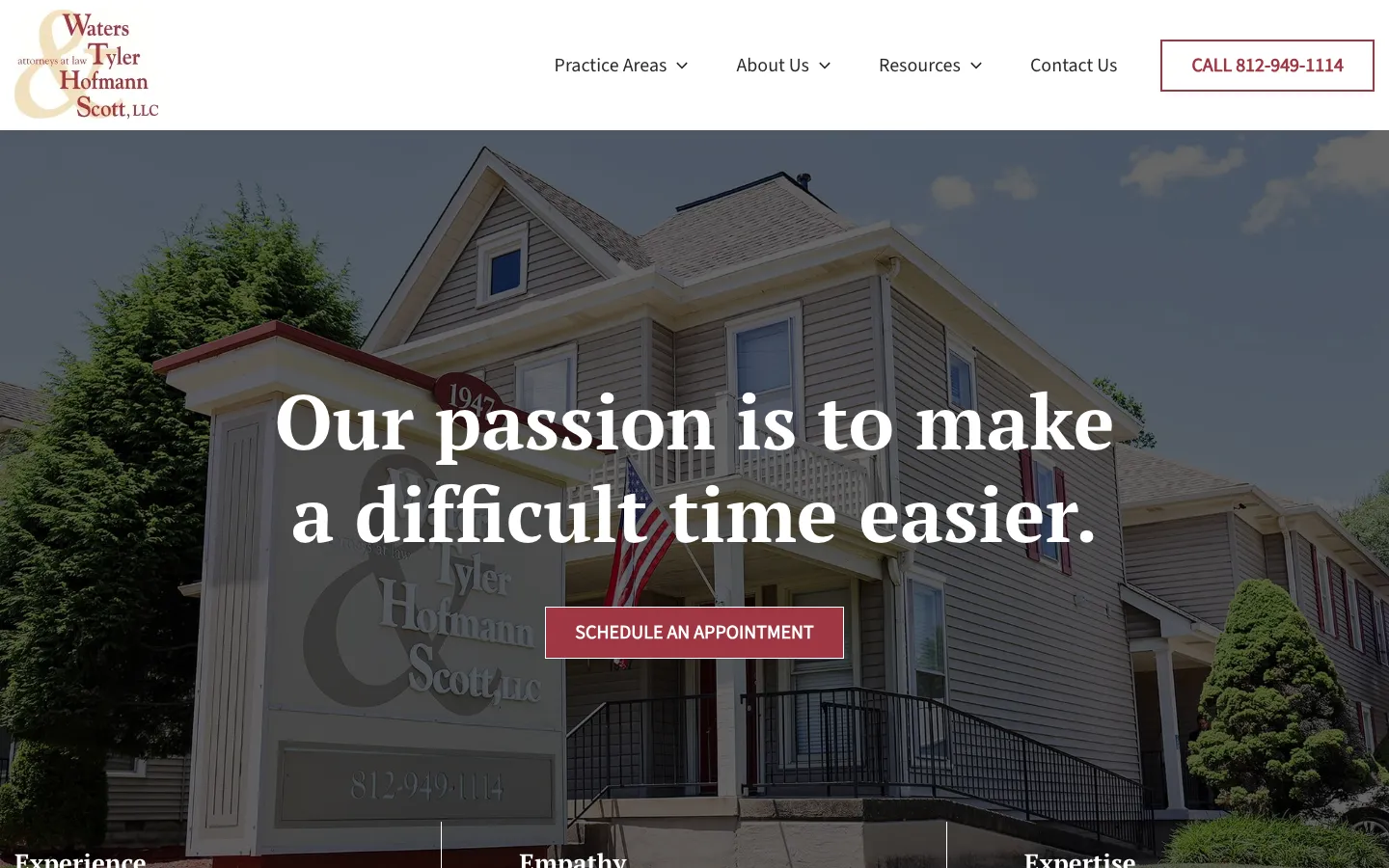 Screenshot of the Waters, Tyler, Hofmann & Scott, LLC website