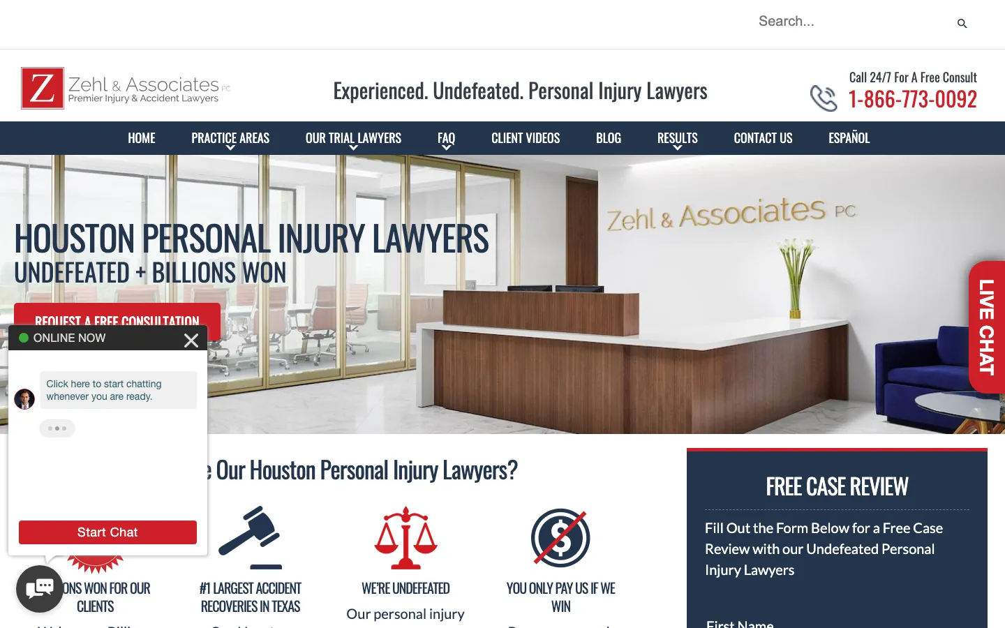 Screenshot of the Zehl & Associates website